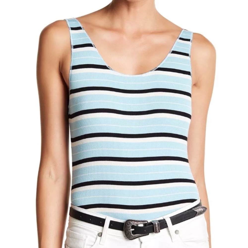 Free People Striped Ride Die Bodysuit Tank Top